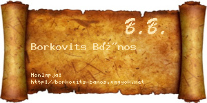 Borkovits Bános névjegykártya